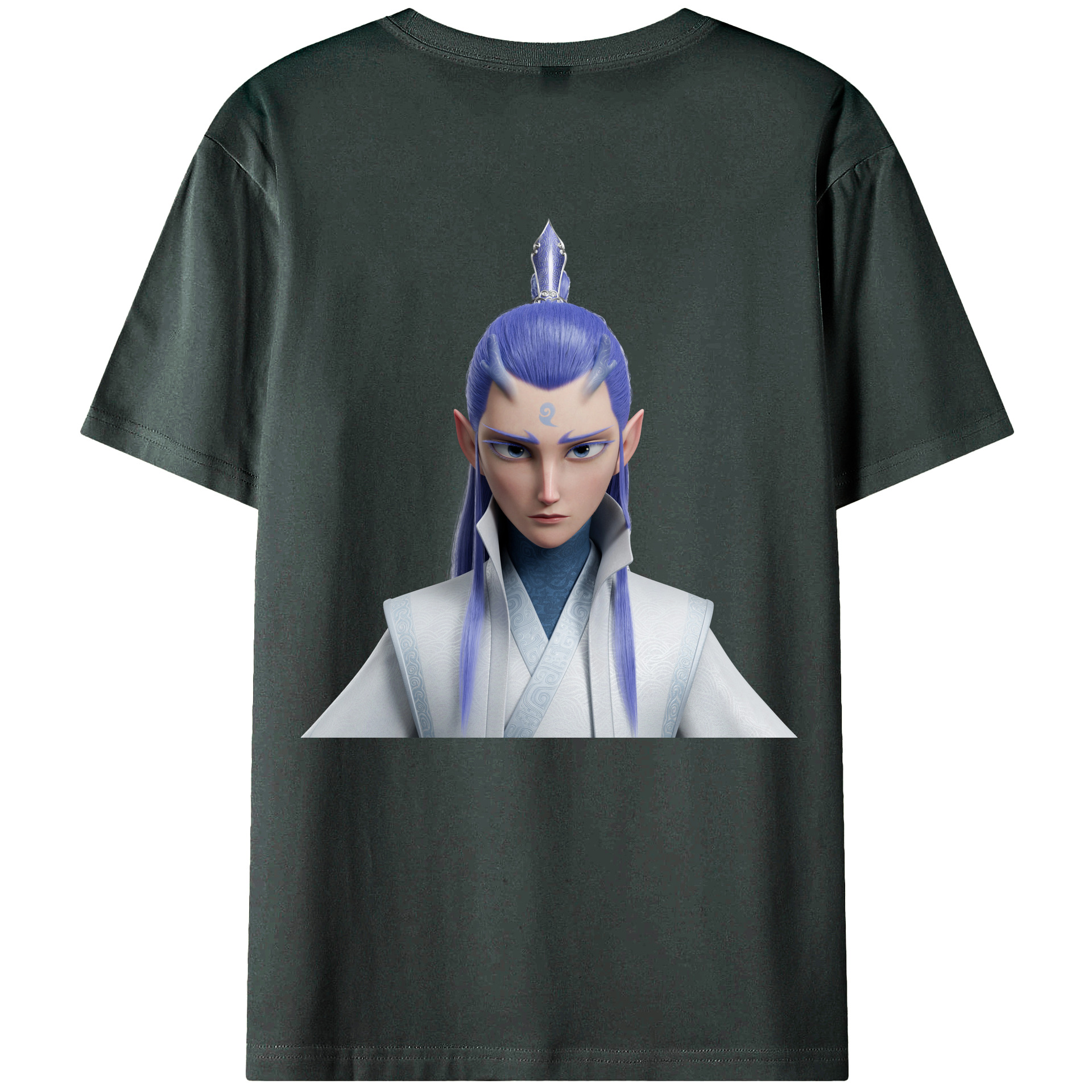 （画像用） Ne Zha 2 ナタ 魔童の大暴れ 綿100％ メンズ半袖Tシャツ（バックプリント） 通気性